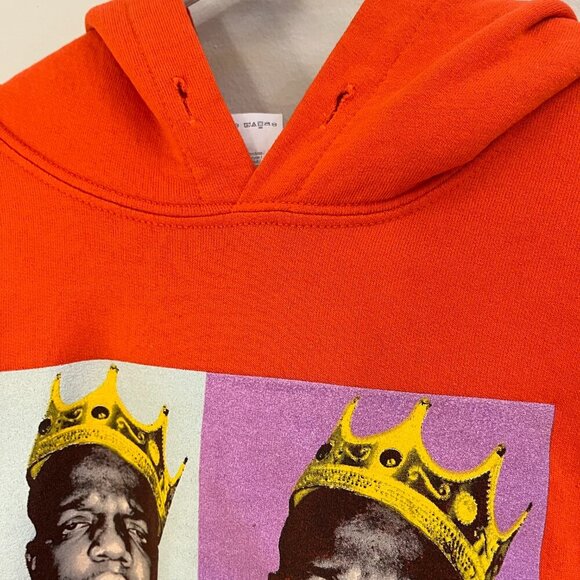 Biggie Smalls The Notorious B.I.G. King Hoodie Hooded Sweatshirt Orange Medium - Picture 2 of 5